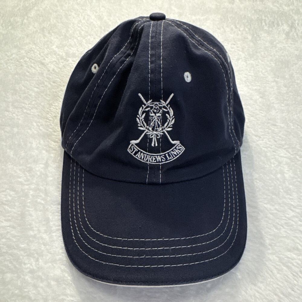 St Andrews Links Tartan Embroidered Hat Blue Hook And Loop Back